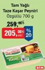 ÖZGÜLLÜ TAM YAĞLI TAZE KAŞAR PEYNİRİ 700 G
